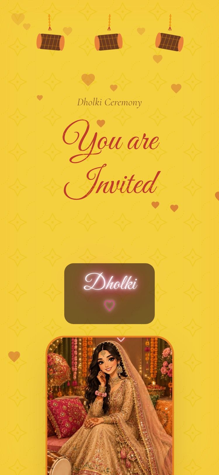 Dholki II invitation shown on a phone