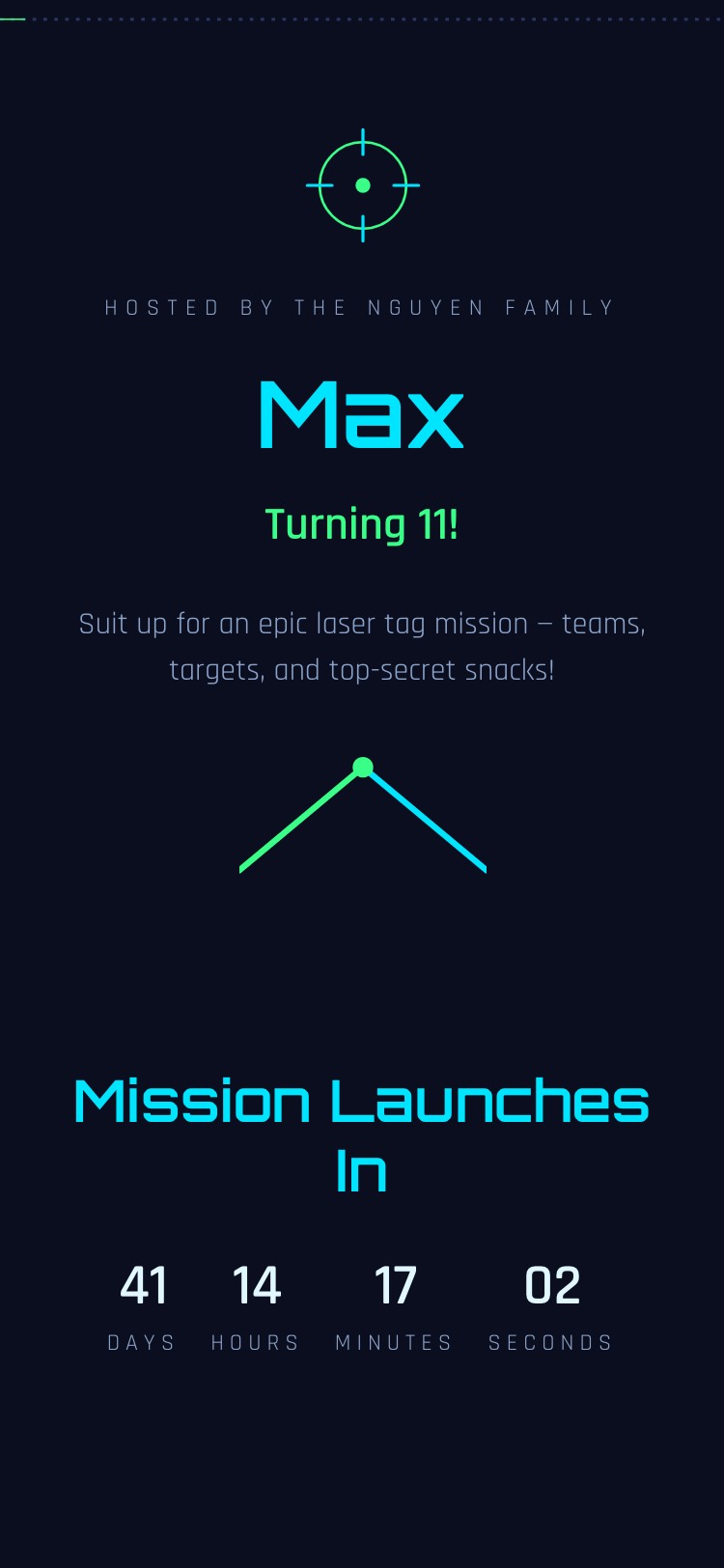 Navy Laser invitation shown on a phone