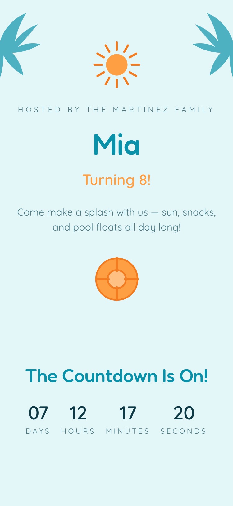 Pool Party invitation shown on a phone
